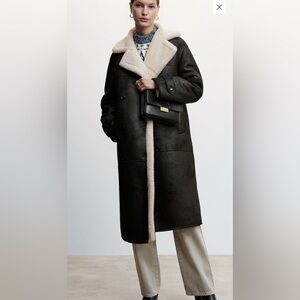 Mango oversized shearling-lined coat, size XS